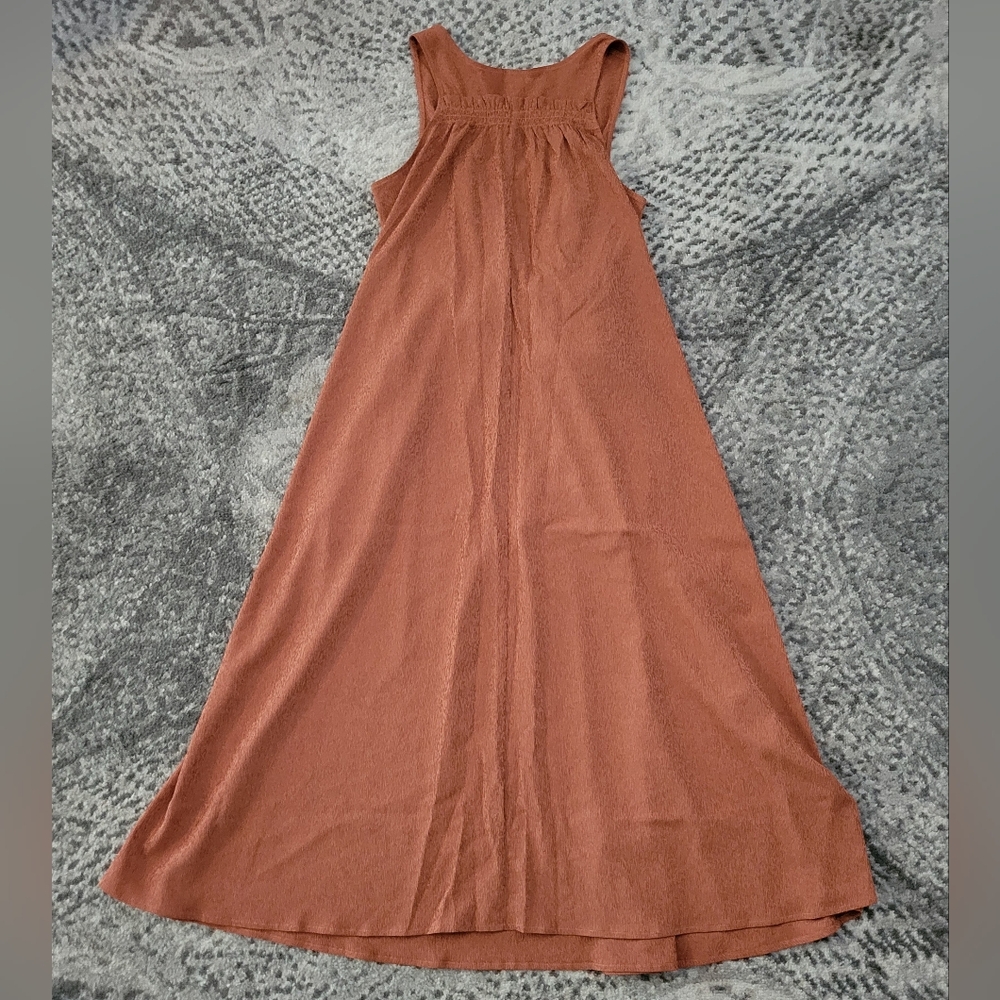 Athleta Echo Sleeveless Midi Crepe Dress NWOT Women’s Size Medium Bronze Rust - Picture 13 of 14